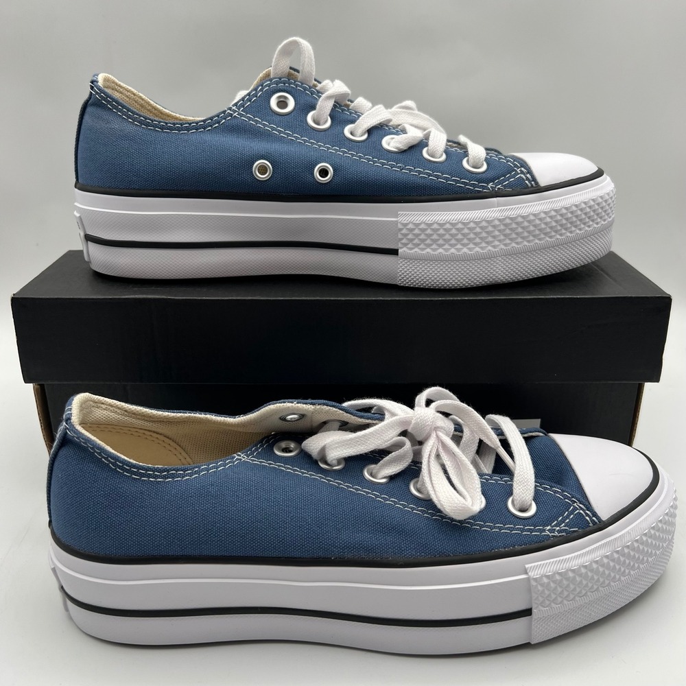Converse CTAS Lift Ox Sneakers Womens 6.5 Blue Canvas Platform Low Top Shoes